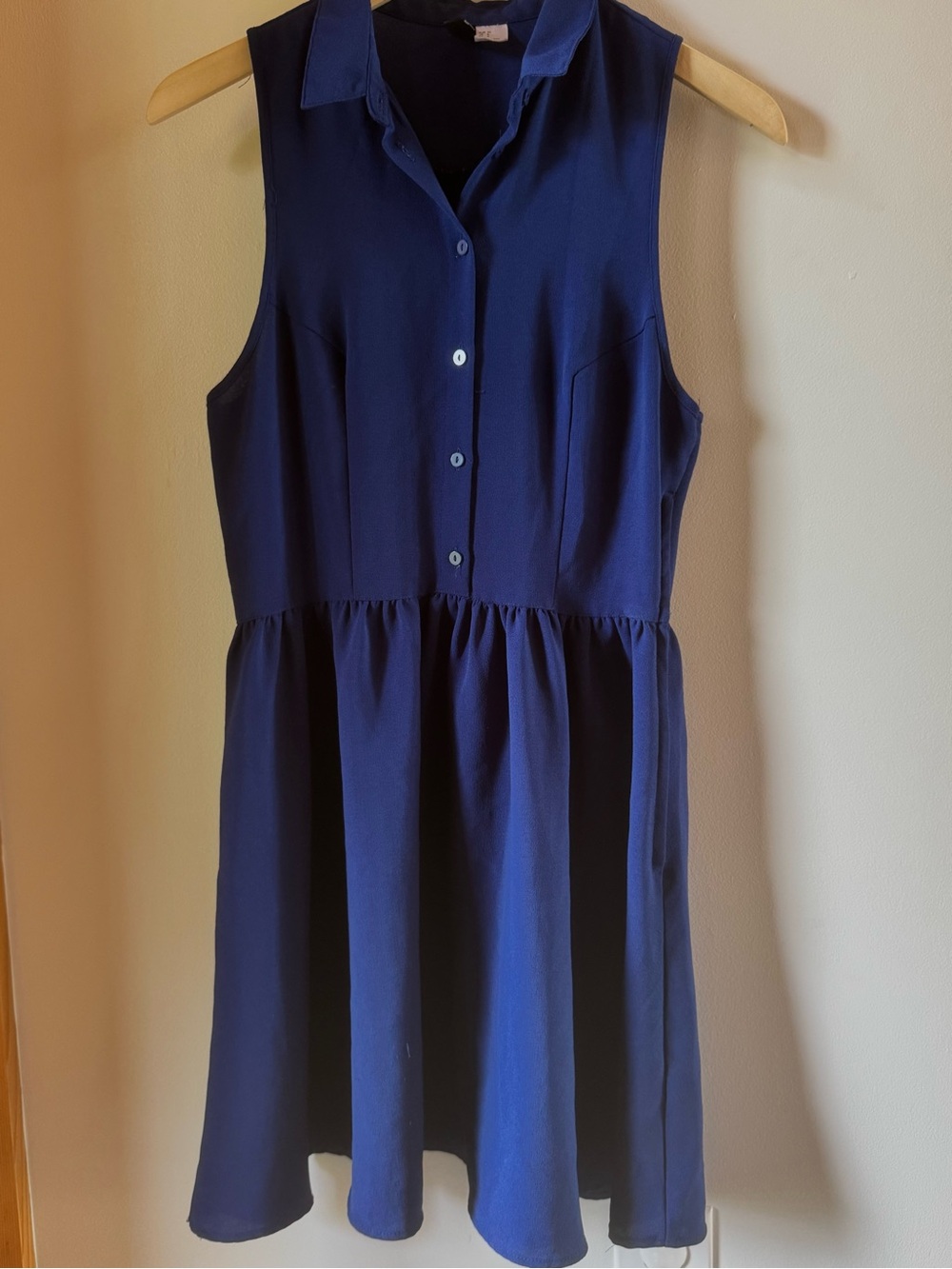 Divided navy blue sleeveless shirt dress - Sz 6